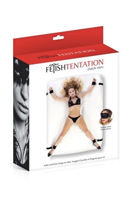 Фиксатор рук и ног для кровати Fetish Tentation Ankle and Wrist Straps for Bad с маской на глаза SO3743 фото