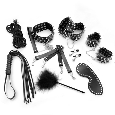 Набор Art of Sex - Spikes BDSM Set Leather, 10 предметов, натуральная кожа, Черный SO7140 фото