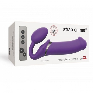 Безремневой страпон с вибрацией Strap-On-Me Vibrating Violet XL, диаметр 4,5см, пульт ДУ, регулируем SO3827 фото