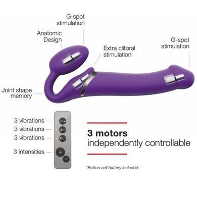 Безремневой страпон с вибрацией Strap-On-Me Vibrating Violet XL, диаметр 4,5см, пульт ДУ, регулируем SO3827 фото