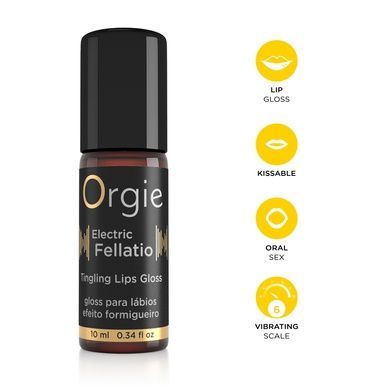 Блеск для губ с эффектом вибрации Orgie Electric Fellatio Lips Gloss, 10 мл, вкус фруктового ассорти SX1548 фото