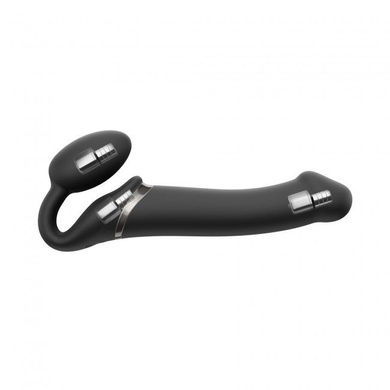 Безремневой страпон с вибрацией Strap-On-Me Vibrating Black L, диаметр 3,7см, пульт ДУ, регулируемый SO3829 фото