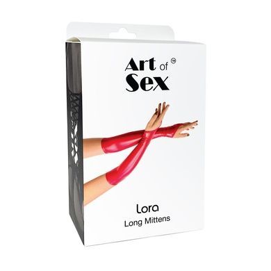 Вінілові міттинки Art of Sex - Lora довгі, размер M, колір чорний SO7349 фото