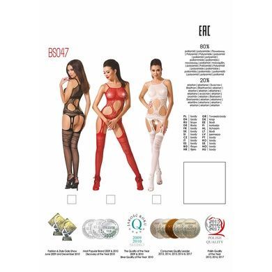 Бодистокинг Passion BS047 red, комбинезон, имитация топа, чулок и пояса PBS047R фото