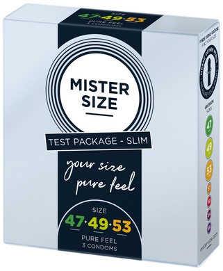 Набір презервативів Mister Size - pure feel - 47-49-53 (3 condoms), 3 розміри, товщина 0,05 мм SO8039 фото