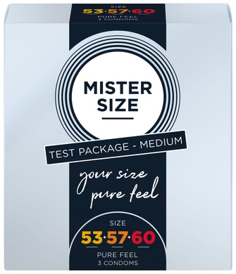 Набір презервативів Mister Size - pure feel - 53-57-60 (3 condoms), 3 розміри, товщина 0,05 мм SO8040 фото