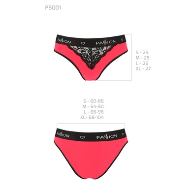 Трусики з широкою гумкою і мереживом Passion PS001 PANTIES red/black, size L SO4167 фото