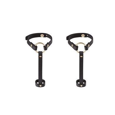 Пара браслетів на зап'ясті і палець Bijoux Indiscrets MAZE Hand Bracelet Harness Black, екошкіра SO2679 фото