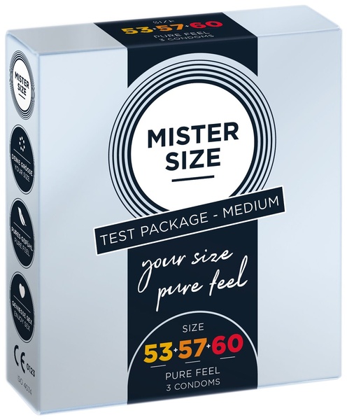 Набір презервативів Mister Size - pure feel - 53-57-60 (3 condoms), 3 розміри, товщина 0,05 мм SO8040 фото