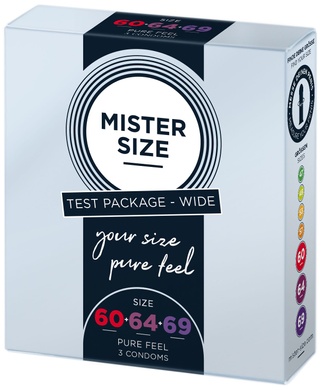 Набір презервативів Mister Size - pure feel - 60-64-69 (3 condoms), 3 розміри, товщина 0,05 мм SO8041 фото