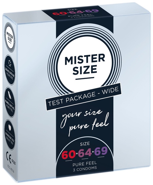 Набір презервативів Mister Size - pure feel - 60-64-69 (3 condoms), 3 розміри, товщина 0,05 мм SO8041 фото