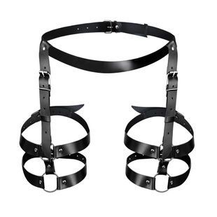 Шкіряні гартери Art of Sex - Melani Leather garters, Чорні L-2XL SO8301 фото