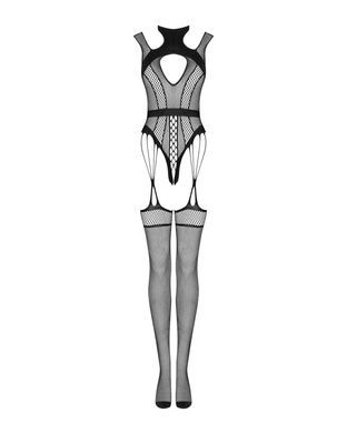 Ажурний бодістокінг з отворами Obsessive Bodystocking G327 black S/M/L, чорний, комбінезон, з доступ SO7248 фото