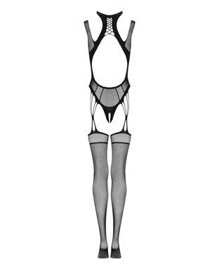 Ажурний бодістокінг з отворами Obsessive Bodystocking G327 black S/M/L, чорний, комбінезон, з доступ SO7248 фото