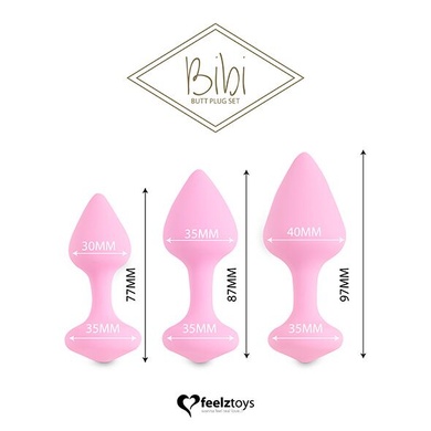 Набір силіконових анальних пробок FeelzToys - Bibi Butt Plug Set 3 pcs Pink SO4576 фото