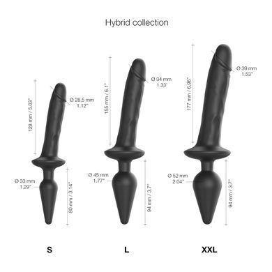 Анальна пробка з дилдо Strap-On-Me SWITCH PLUG-IN REALISTIC DILDO BLACK - L SO6828 фото