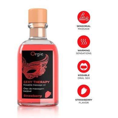 Набор для массажа Orgie &ndash; Sexy Therapy Strawberry (100 мл), съедобное разогревающее масло + перышко SX1507 фото