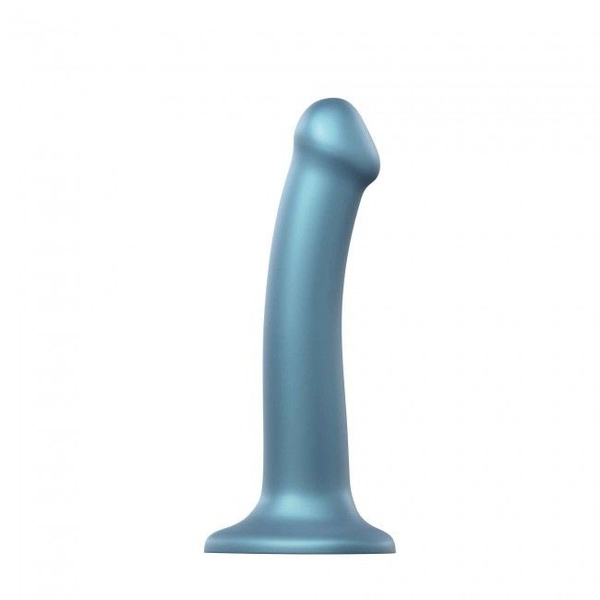 Насадка для страпона Strap-On-Me Mono Density Dildo Blue M, диам. 3,3см, однослойный силикон, гибкий SO3569 фото