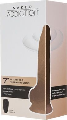 Фаллоимитатор с вибрацией и ротацией Naked ADDICTION Chris 7&Prime; Rotating & Vibrating Dong, пульт ДУ SO5589 фото