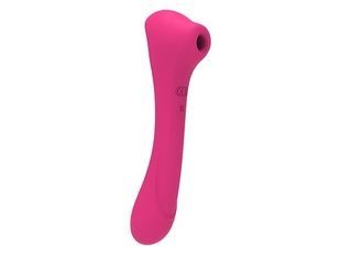 Вібратор та вакуумний кліторальний стимулятор 2-в-1 Alive Quiver Magenta Pink оновлена SO6017 фото