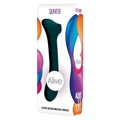 Вібратор та вакуумний кліторальний стимулятор 2-в-1 Alive Quiver Teal оновлена SO6018 фото