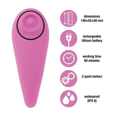Пульсатор для клитора плюс вибратор FeelzToys - FemmeGasm Tapping & Tickling Vibrator Pink SO4579 фото